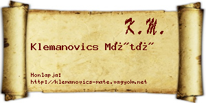 Klemanovics Máté névjegykártya